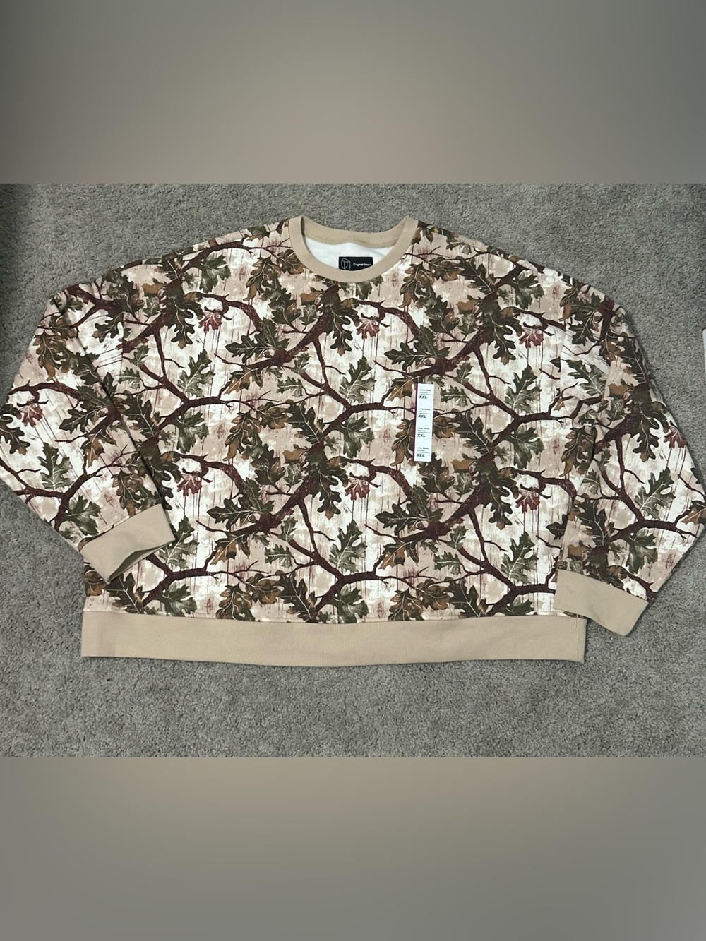 Original Use Men’s Camo Graphic Print Crewneck Fleece Pullover Sweatshirt 2XL